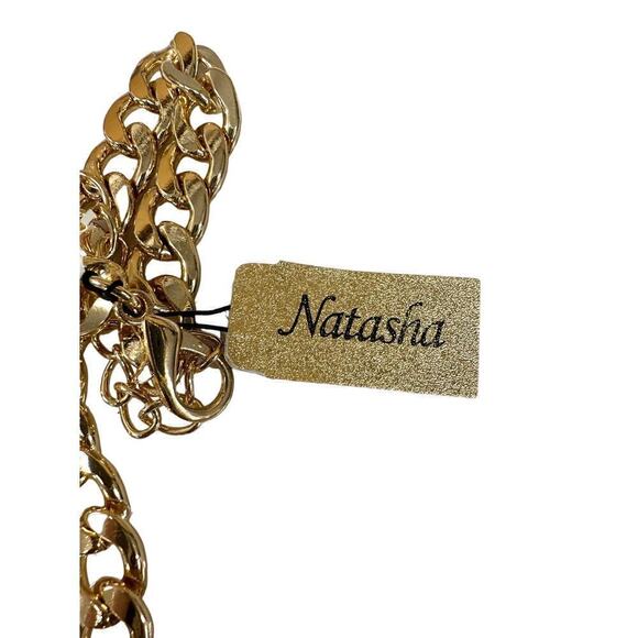 Natasha Signed Leopard 🐆 statement necklace Gold NEW with tags - Picture 4 of 4